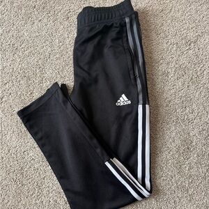 Adidas Kids Black Joggers with White Stripes